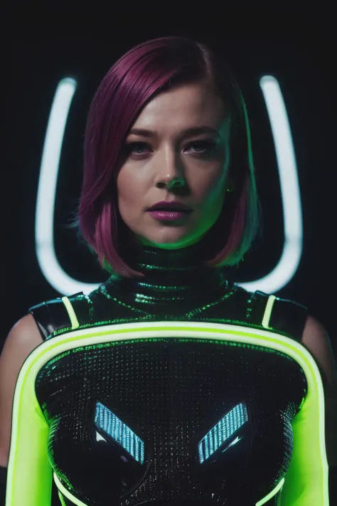 ssk in cyber neon lighting, futurism, intricate futuristic jewelry accessories, cyberpunk glossy white latex turtleneck, hyper photorealistic, crispy quality, digital photography, trending in artstation, trending in pinterest, cinematic, 4 k ultra hd, art by pascal blanche, art by greg rutkowski,<lyco:SarahSnook-RealVision-V1.0:1.0>