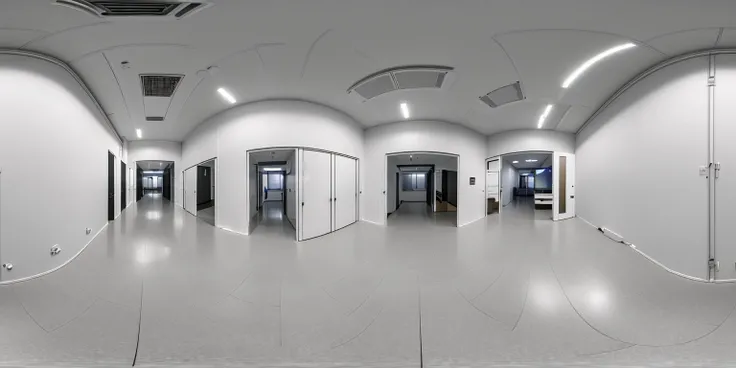 <lora:360:1>, panorama,
High-tech room, Server Room, White walls, Floor tiles, Desks and office chairs, Bright and huge ceiling lights, masterpiece, (best quality:1.2), (ultra detailed:1.2), ultra high res, (realistic:1.3), (photorealistic:1.5), sharp details, 8K, extremely detailed 8k wallpaper, intricate, highly detailed, photographed on a nikon z7,
