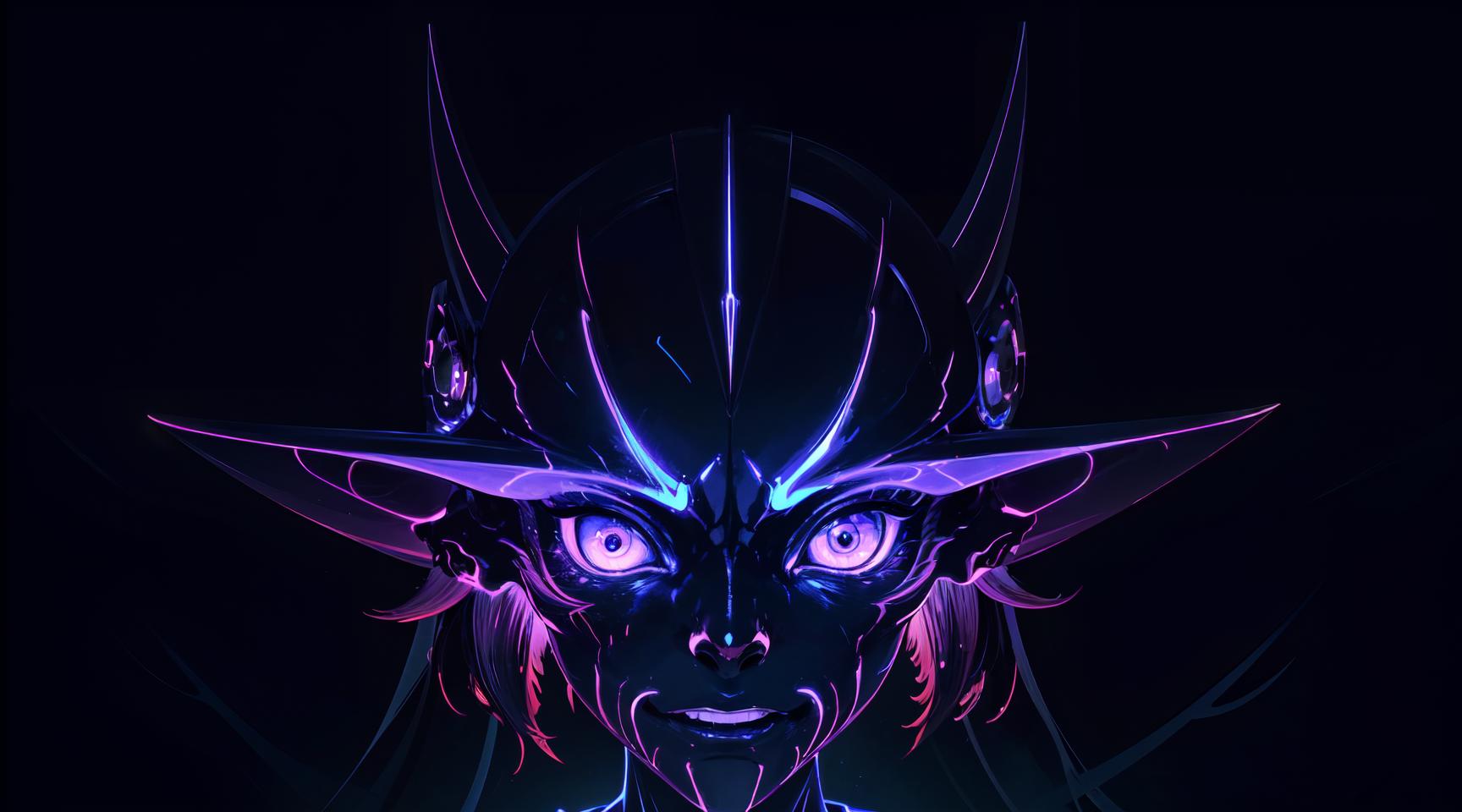 A close up of a person with a demonic face and glowing eyes - SeaArt AI