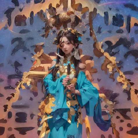 (table top, highest qualityの, highest quality, official art, (beautiful and aesthetic:1.4), (watercolor painting:1.4) ), (Tsukuyomi:1.5), God of Japanese God Stories々々, fleeting beauty, A mysterious god illuminated by the starry sky, god'grace, Calm and meditative look, flowing heavenly clothes, A dazzling silver glow illuminates the night view, Dance of shadows and lights, whispers of ancient legends