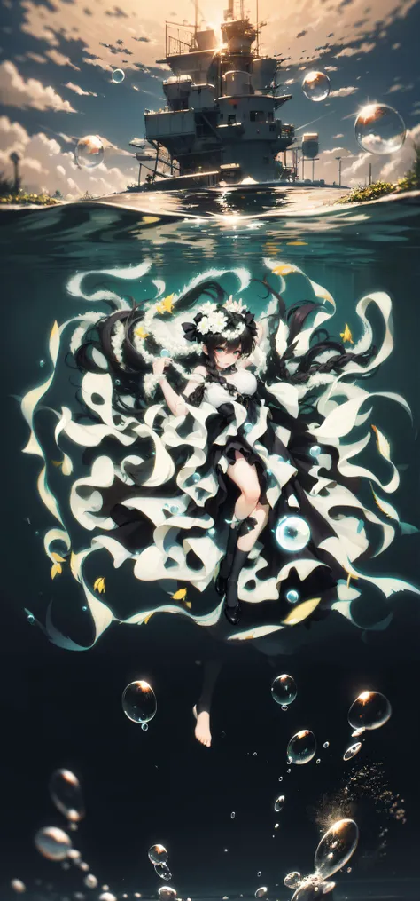 ultra-fine painting,masterpiece,highres,BREAK, underwater,Bubbles,