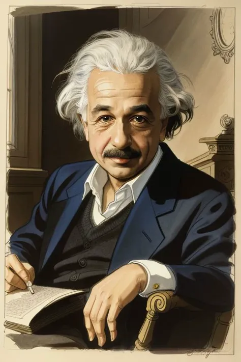 Albert Einstein, illustration by Jean-Pierre Gibrat