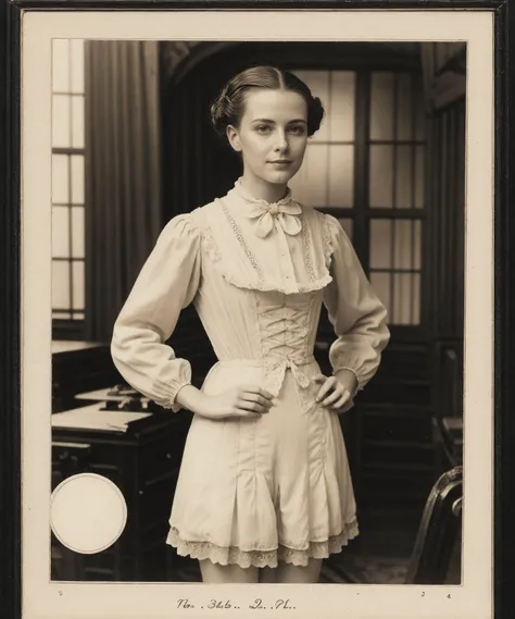 1900s \(style\) photo of fit, thin 21 year old jp-ds824a-v3-3300 ,Edwardian updo, soft powder , High-collared lace bralette with matching bloomers , Victorian drawing room , Kodak Brownie, 100mm f/4.5, 1/50s, ISO 25, Autochrome