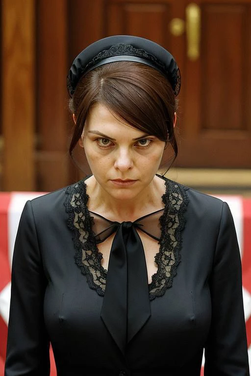 Widow at a funeral