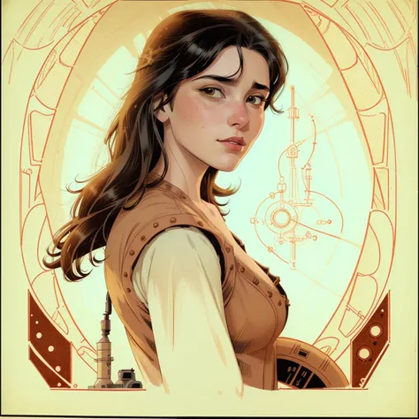 Science fiction Illustration, brunette