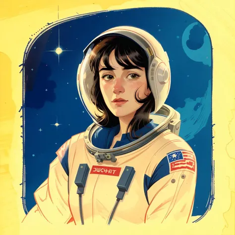 Illustration, female cosmonaut