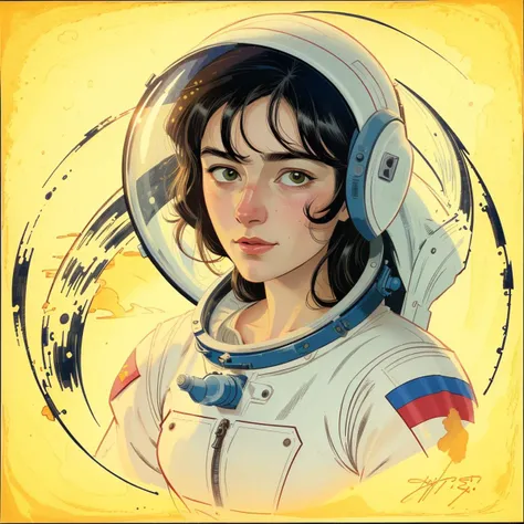 Illustration, female cosmonaut