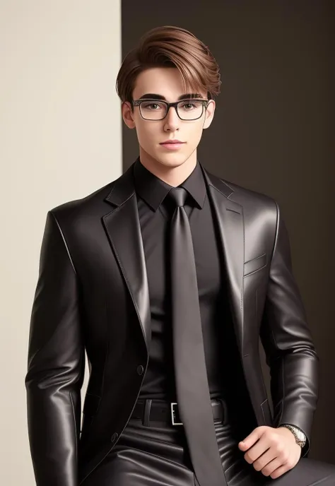 1boy, 16~20 years old, male focus, muscular male, nsfw, 3D, realistic, indoor, normal hue, central, golden ratio, sitting on the leather throne, sharp-featured body, tall, burly, highres, slender build, perfect anatomy, skin texture, thick dark buzzcut hair, see-through bangs, shallow eyebrow, symmetrical eyebrow, large bright eyes, symmetrical eyes, square gold-rimmed glasses, big straight nose, closed mouth, broad shoulders, noble attire, bdominal stretch, tight-fitting, stand-up collared shirt, necktie, open dark leather jacket, black trousers, leather belt, spreading long thin legs, <lora:OnlyCocks_v1.0:0.5>, large erect penis over 10 inches length and 3 inches width, erection, large scrotum with testicles, masturbation, high-heeled leather boots, soft smile, handsome, powerful, from front, looking ahead at viewer, day, masterpiece, best quality, hyper-detailed, intricate detail, professional photography, matte, bright, the most beautiful ever seen, post processing, dreamatic lighting, ambient lighting, epic composition, ultrawide shot, uplight, raytracing reflections, depth of field, gorgeous background <lora:2.BuriedStarsLeeGyuhyuk_v1.0:0.5>