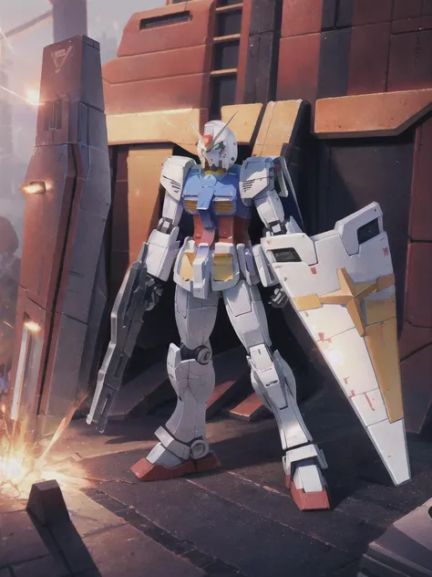 <lora:GundamRX78:0.8> a giant (Gundam rx78 1.2) robot wiht a gun in its hand and Shield in the middle of the battlefield; and ruins, sparks, and flames surround it, Steel, edge rust, and edge wear, (extremely detailed CG unity 8k wallpaper), realistic, masterpiece, highest quality, ((scifi)), lens flare, ((light sparkles)), unreal engine, digital painting, Style-TronLegacy-8v-B, trending on ArtStation, trending on CGSociety, Intricate, High Detail, dramatic, realism, beautiful and detailed lighting, shadows <lora:itrobo2022Highly_12Lora:0.4> <lora:epicdiffusionLora300_epicdiffusionLora300:0.4> opt-6000
full body,