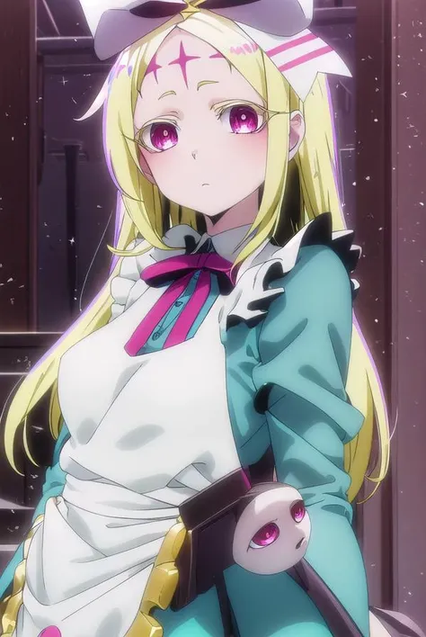 morinokorisu, <lora:morino korisu-magical girl-alpha-lora-nochekaiser:1>,
nero alice, long hair, blonde hair, (red eyes:1.3), bow, hair bow, (pink eyes:1.3), facial mark, forehead mark,
BREAK long sleeves, dress, ribbon, apron, white apron, puffy sleeves,
BREAK outdoors, city,
BREAK looking at viewer, (cowboy shot:1.5),
BREAK <lyco:GoodHands-beta2:1>, (masterpiece:1.2), best quality, high resolution, unity 8k wallpaper, (illustration:0.8), (beautiful detailed eyes:1.6), extremely detailed face, perfect lighting, extremely detailed CG, (perfect hands, perfect anatomy),