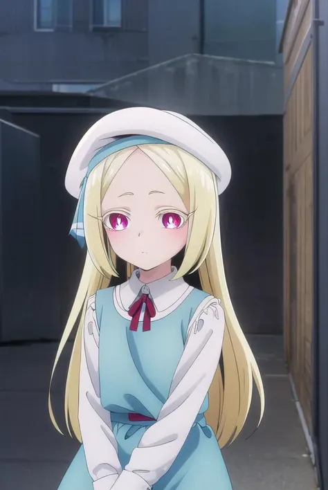 morinokorisu, <lora:morino korisu-alpha-lora-nochekaiser:1>,
morino korisu, long hair, blonde hair, (red eyes:1.3), very long hair, (bright pupils:1.5),
BREAK shirt, long sleeves, hat, dress, white shirt, pantyhose, shoes, blue dress, beret, white headwear, red footwear, mary janes,
BREAK outdoors, city,
BREAK looking at viewer, (cowboy shot:1.5),
BREAK <lyco:GoodHands-beta2:1>, (masterpiece:1.2), best quality, high resolution, unity 8k wallpaper, (illustration:0.8), (beautiful detailed eyes:1.6), extremely detailed face, perfect lighting, extremely detailed CG, (perfect hands, perfect anatomy),