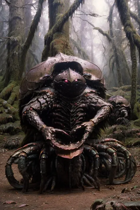 (centered) garthim, giant bug, large shell, multiple (crab legs), claws, full body, fantasy forest, vibrant green moss <lora:Garthim_Dark_Crystal:1>  <lora:add_detail:0.8>  solareclipsestyle  <lora:mirkw00d2CIVIT(1):0.35> mirkw00d, subsurface scattering, ultra hd, 4k, high def, Photorealistic, Hyperrealistic, Hyper detailed, analog style, realistic, masterpiece, best quality, ultra realistic, 8k, Intricate, High Detail, film photography, soft lighting,  heavy shadow