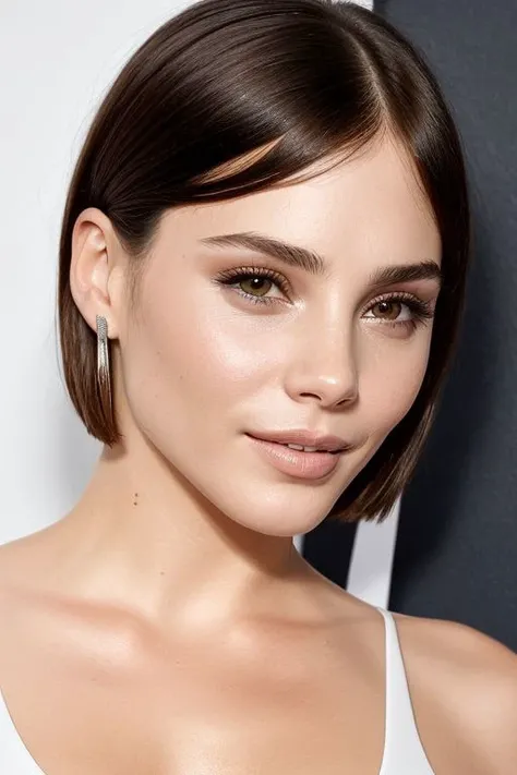 (CR-Andre4Duro-sstylerdurden879:0.9), photo of woman, grey background, (slick undercut hair:1.0), (oiled shiny skin:1.0), closeup, (tilted angle shot:1.1),