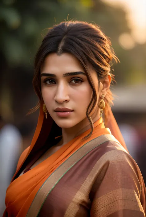 long shot scenic professional photograph of (best quality raw photo) of (Krit1S4n0n01:0.99), (masterful photography:1.1), model shot style, (wearing a modest sari:1.2), pore correlation, skin imperfections, outdoor on at (indian market in delhi:1.1),( sunrise:1.2), <lora:add_detail:0.4>, perfect viewpoint, highly detailed, wide-angle lens, hyper realistic, with dramatic sky, polarizing filter, natural lighting, vivid colors, everything in sharp focus, HDR, UHD, 64K, detailed skin texture, (blush:0.5), (goosebumps:0.5), subsurface scattering