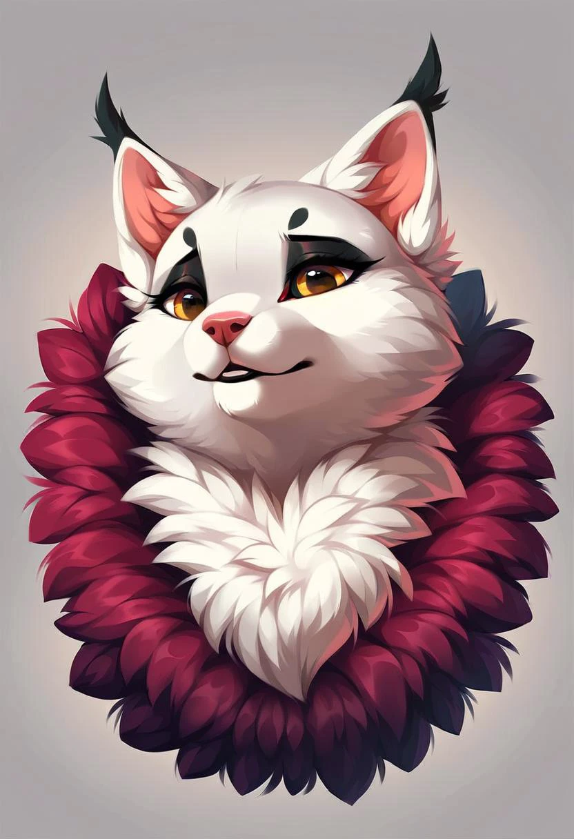 very beautiful and aesthetic, raw photo, realistic, score_9, score_8_up, score_7_up, score_6, score_5, score_4, rating_safe, dark theme, no humans, A regal Persian cat with long, flowing fur drapes itself regally across a plush red cushion. Its golden eyes hold a hint of wisdom, accented by eyeliner-like black markings that extend up its forehead. The luxurious fur is a cascade of white, with hints of light apricot peeking through at the tips. The background is a blur of muted golds and creams, emphasizing the cat's air of opulence and serenity.