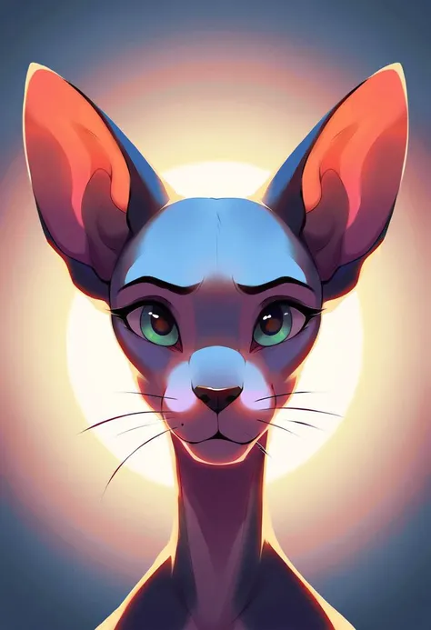 very beautiful and aesthetic, raw photo, realistic, score_9, score_8_up, score_7_up, score_6, score_5, score_4, rating_safe, dark theme, no humans, A wide-eyed Sphynx cat stares directly at the viewer, its hairless skin rendered in soft grays with subtle pinks on the muzzle and ears. Wispy white whiskers twitch playfully, and a single drop of condensed breath hangs impossibly long from the tip of its black nose. The background fades away in a flurry of loose brushstrokes, tinged with a cool lavender that accentuates the warmth of the cat's gaze.