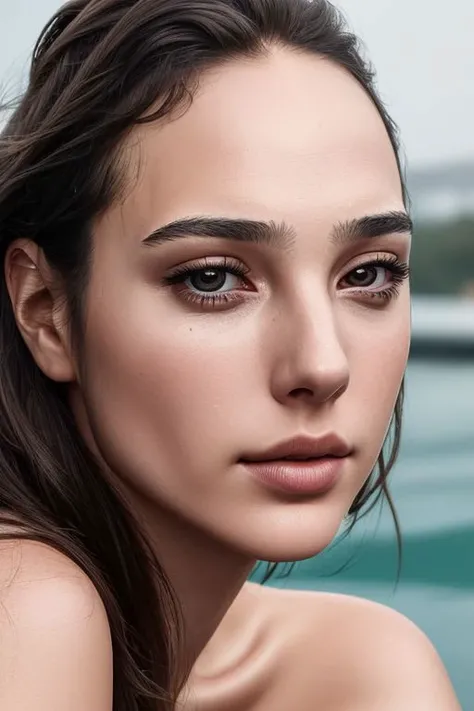 (close-up:1.0) portrait of (young:1.0) sks woman, (oiled shiny skin:1.0), (tilted angle:1.1),
(8k uhd:1.0), (best quality:1.0), (masterpiece:1.0), (sharp focus:1.0), (simple-grey-backdrop:1.0),
 <lora:CR-Gal-Gadot-small-v1-malcolmrey:0.8>