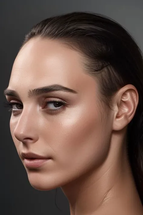 (close-up:1.0) portrait of (young:1.0) sks woman, (oiled shiny skin:1.0), (tilted-head:1.1), (tilted-angle:1.1), undercut hair,
(8k uhd:1.0), (best quality:1.0), (masterpiece:1.0), (sharp focus:1.0), (simple-grey-backdrop:1.1),
<lora:CR-Gal-Gadot-small-v1-malcolmrey:0.7>