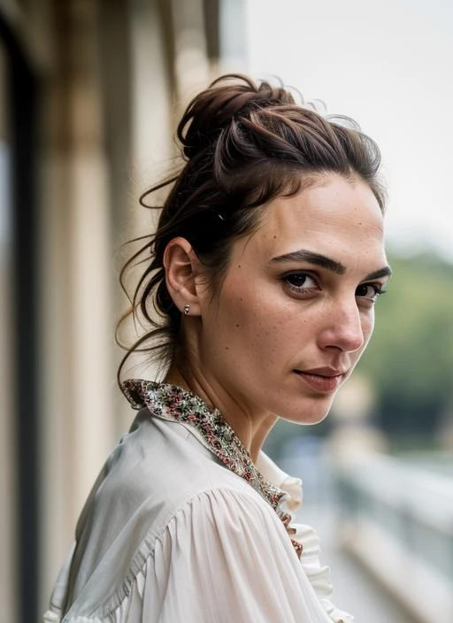 A stunning intricate color close up portrait of (sks woman:1) , wearing Ruffled skirt and button-down shirt, epic character composition, sharp focus, natural lighting, subsurface scattering, f2, 35mm, film grain, , by Andreas Gursky, <lora:lora-small-gal-gadot-v1:1>