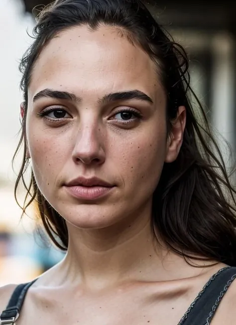 A stunning intricate color close up portrait of (sks woman:1) , wearing Overalls, epic character composition, sharp focus, natural lighting, subsurface scattering, f2, 35mm, film grain, , by Michael Kenna, <lora:lora-small-gal-gadot-v1:1>