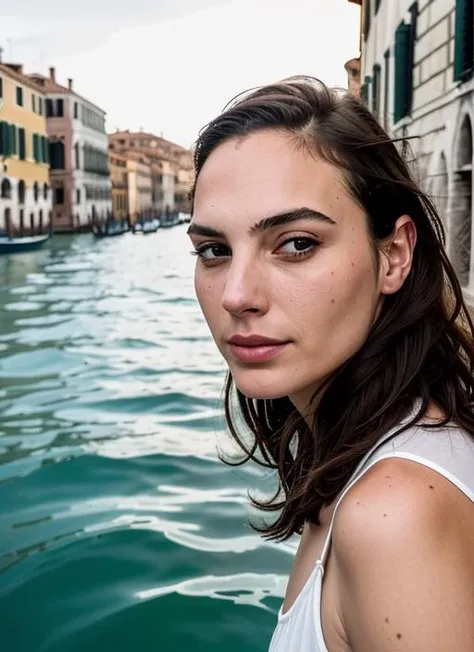 portrait of sks woman in Venice, at the St. Marks Square, by Flora Borsi, style by Flora Borsi, bold, bright colours, ((Flora Borsi)), by Tim Walker, <lora:lora-small-gal-gadot-v1:1>