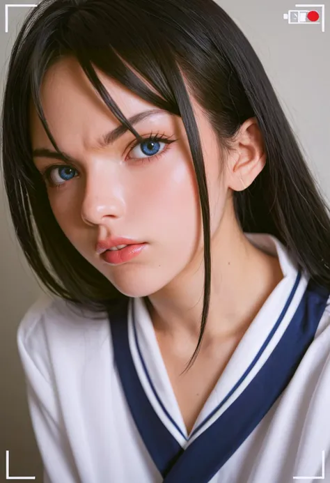 score_9, score_8_up, score_7_up, score_6_up, BREAK , source_real, raw, photo,  
1 girl,(master piece,high resolution, ultra detailed,8K,16K),look at viewer, black hair, blue eyes, long hair, Japanere highschool uniform, angry face juicy, miniskirt, phone recording, recording