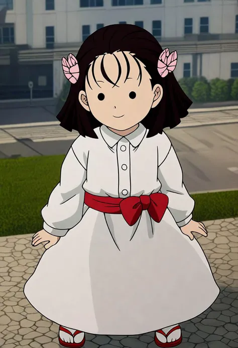 <lora:Hyper-SDXL-8steps-lora:1><lora:Fixhands_anime_bdsqlsz_V1:1> zPDXL2, score_9, score_8_up, score_7_up, source_anime, intricate details, perfect anatomy BREAK
1girl, solo, chibi, (ds-terauchikiyo, pink hair ribbon, pink butterfly hair ornament, medium hair:1.3), black hair, black eyes, collared shirt, white dress, pink obi, white skirt, white socks, sandal,
from above, ojou-sama pose, Confident, Eyes that meet the viewer directly, a slight smile, and a relaxed posture.,
outdoors, city, tokyo, japan,
<lora:ds-butterfly_mansion_girls_XL(pony)v10:1>