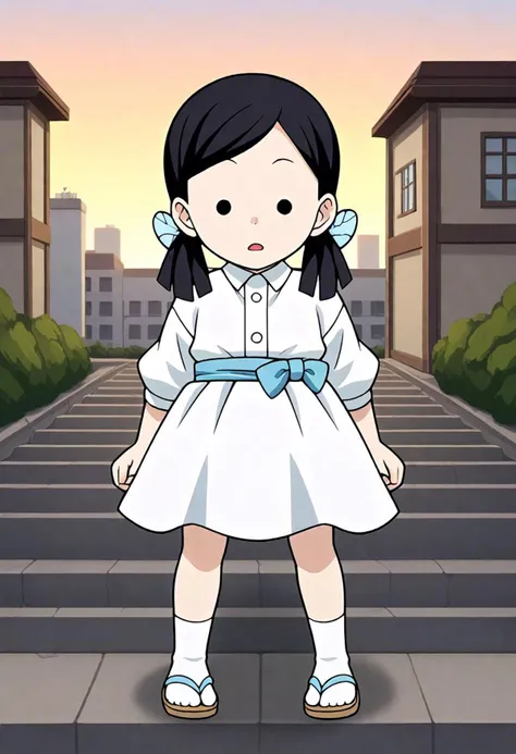 <lora:Hyper-SDXL-8steps-lora:1><lora:Fixhands_anime_bdsqlsz_V1:1> zPDXL2, score_9, score_8_up, score_7_up, source_anime, intricate details, perfect anatomy BREAK
1girl, solo, chibi, (ds-nakaharasumi, blue hair ribbon, blue butterfly hair ornament, low twintails:1.3), black hair, black eyes, collared shirt, white dress, blue obi, white skirt, white socks, sandal,
from below, lying, Confused, Wide-open eyes, a slightly furrowed brow, and a slightly open mouth.,
outdoors, city, tokyo, japan,
<lora:ds-butterfly_mansion_girls_XL(pony)v10:1>