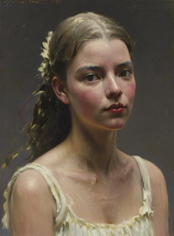 Classical art painting of sks woman <lora:locon_anya:1.3>, in the style of ((John Reinhard Weguelin)), academic art, (realism), oil on canvas <lora:danny:0.3> <lora:monet-wd14v10:0.3>