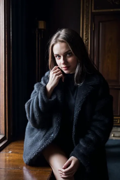 high contrast portrait of cute, widening eyes, frowning mouth,
lascivious, provocative, feminine, girly,
photography, backlit, Luminous, dynamic lighting, atmospheric, detailed texture, clear focus,
sitting inside an old russian apartment in moscow,
dark theme, cinematic thriller,