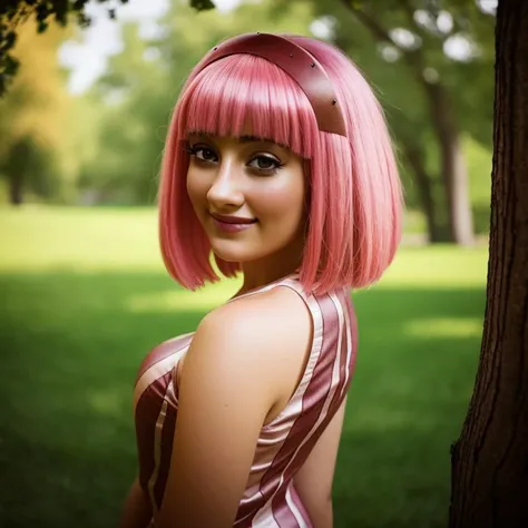 <lora:stephanie_V3:1>,stephanie a girl,with pink hair and a pink wig,girl in a lawn,best quality,masterpiece,ultra high res,photorealistic,1girl,offshoulder,smile,(european:1.5),smile,striped dress,intricate detail,(rich:1.4),prestige,gorgeous,symmetric,symmetric eyes,detailed eyes,8k,high quality,f1.8,200mm,photografy style,model position,perfect hands,detailed face,perfect face,look at viewer,perfect mouth,perfect eyes,cowgirl position,low angle shot,focus ass,(perfect hands:1.3),detailed face,perfect face,look at viewer,perfect ass,pefect lips,symmetric,symmetric eyes,detailed eyes,8k,high quality,f1.8,200mm,photografy style,model position,(hands in hair:1.3),seductive look,hyperdetailed,glow,photorealistic:1.37,f/2.8,lens 135mm,3D,physically-based rendering,3d render,8k,high resolution,ultra high res,cinematic look,magical atmosphere,augmentations,insane details,intricate details,Exquisite details and textures,cinematic film still,intricately detailed,finely detail,High Detail RAW color Photo,hdr,cinematic lighting,ambient lighting,professional lighting,Romantic lighting,soft cinematic light,specular lighting,best quality,highly detailed,radiosity,god rays,sunbeam,raytracing,realistic,4k textures,