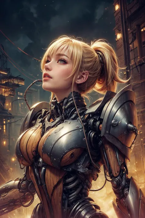 (masterpiece, top quality, best, official art, beautiful and aesthetic, long exposure:1.2), luminous trails, fluid movement, captivating patterns, creative experimentation, visual chaos, <lora:add_detail:1> <lora:priconne_mypage_1-counterfeit:0.3>,
1 girl, adult (elven:0.7) woman, yellow eyes, medium blonde textured hair,
portrait, solo, upper body, looking up, detailed background, detailed face, (<lora:WoodIronAIv2:0.6>, WoodIronAI theme:1.1), android, biomechanical limbs, mechanical eyes, wires, cables, advanced technology, walking, steel, digital implants, electronics, techwear, powered by magic, holograms, bright lights, energy pulse, neon colors, workshop in background, cinematic atmosphere,