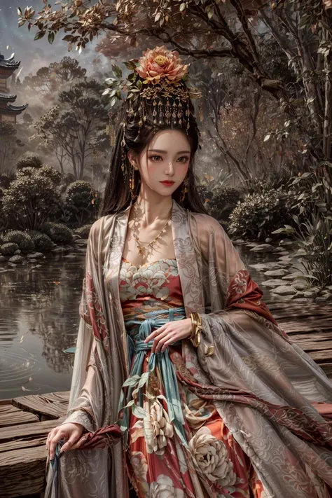 <(best quality, extremery best quality, masterpiece:1.4), (realistic, intricate details:1.4), (photorealistic:1.4), (extremely intricate:1.4), highres, ultra highres, ultra detailed, ultra-detailed, absurdres, incredibly absurdres, extremely detailed, high quality, high resolution, hyperrealistic, ultra-realistic, hyper-detailed, top quality, best, fine detail, massive detail, Highly detailed, extreme detailed, highest detailed, high-res, absolutely resolution, reflection, (refraction:1.4), (hyperrealism:1.4)>, BREAK, (1girl:1.3), solo, looking at viewer, (young cute beautiful 18-year-old girl:1.4), 3d face, (hand of Guido Daniele:1.4), beautiful girl, Beautiful face, pretty, girlface, kpop idol, supermodel, stunning innocent symmetry face, perfect body, medium breast, slim waist, slim legs, (high detailed skin:1.5), glowing eyes, goddess, natural skin texture, shiny skin, White skin, Beautiful detailed face, detailed face, real skin texture, cute delicate face, finely detailed face, golden ratio, golden ratio face, expressive eyes, perfect face, perfect skin, flawless face, clear face, shiny hair, pale skin, Proper body proportion, perfect anatomy, realistic skin texture, luscious lips, glossy lips, natural makeup, beautiful bright pupils, slender figure, intricate eyes, detailed pupils, detailed face and eyes, longeyelashes, blush, good hand, perfect hands, pretty face, beautiful female bodies, finely detailed skin, oily shiny skin, clean facial features, an extremely delicate and beautiful, cute & girly, beautiful detailed eyes, stars in the eyes, detailed simmetric eyes, perfect smooth skin texture, BREAK, (((((standing, (zanhua, holding flower, Pink flower on head:1.4), (smile, Pink hair, Pink eye, long hair, Pink eyelashes, Pink lips, Pink lip colour, Eyes glowing Pink, flat bangs, wearing hanfu, in Pink and white, happy expression, bird, lotus, hair ornament, water, dancing with butterfly, hanfu_tang, tang dynasty, chinese traditional architecture, in the garden, floral background, brilliant colors, wearing Tang-style clothing, flowing sleeves, floral pattern, golden bracelets, pearl earrings, long_hair, nail_polish, jewelry, ancient art, chinese style, golden embroidery, ornate hairpin, jade accessories, standing in imperial palace, red pillars, golden details, intricate carvings, decorative screens, sparkling jewels, ruqun, rich Chinese red, golden decorations, exquisite screens, golden dragon-patterned wallpaper, Pink silk curtains, delicate porcelain, Pink flower decorations, Pink carpets, mooth curved bridge, blue sky and green water:1.5), (night, Night time, moon light, sky, landscape, aurora borealis, stars, outdoors, Chinese, Pink fireworks, Sakura tree background:1.4), (lake background, mountains, full moon background, night lake shore, river, forest, chinese style countryard, lanterns, pond, cobblestone pathway, building pavilion, chinese buildings, moutains, misty lake, ancient chinese background, puddle, after the rain, petals falling, wet grass and trees, flower sea, in a meadow, waterfall, breeze, flying splashes, flying petals, leaves, bloom, bloom effect, surrounded by heavy floating petal flow, petal, Pink butterfly, flower, detailed beautiful grassland with petal, flowers, plants, Pink rose, many Pink roses, leaves falling from the tree, dust is drifting, ethereal, scenery, nature, mysterious background:1.4), (iridescent colors, Iridescence, blush, mysterious, fantasy background, fantasy, open mouth:1.2), (fog, wind:1.2), (Luminescent Particles:1.3), (fullbody:1.2), (eye focus, face focus, character focus, close-up face:1.2), (dutch angle, cowboy shot:1.3), colorful refraction)))), BREAK, <watercolor, available light, detailed light, volumetric fog, beautiful lighting, Rembrandt lighting, Cinematic, pixel art, game art, key visual, surreal, PBR Texturing, Anisotropic Filtering, Maximum Clarity And Sharpness, Albedo And Specular Maps, Multi-Layered Textures, Surface Shading, Sub-Pixel Convolution, Sub-Pixel Convolution, Accurate Simulation Of Light-Material Interaction, blurry foreground, broad light, volumetric light effect, matte painting, perfectly defined features, volumetric lighting, Tone Mapping, Lumen Reflections, Global illumination, Ray Tracing, Screen Space Global Illumination, Accent Lighting, 32k, Natural Lighting, volumetric, cinematic masterpiece, Rule of thirds, high dynamic range, Multi-exposure HDR capture, cinematic render, game cg cinematic, atmospheric perspective, scene, epic dynamic frame, motion blur, ((cinematic look, Film look)), rim light, 4k textures, adobe lightroom, photolab, insane details, hyperdetailed, exposure blend, professional color grading, professional color correction, aerial perspective, particles and dust in beams of light, cinematic scene, dynamic lighting, sharp details, lomography, soft focus, light leaks, bold hues, atmospheric depth, (explosive light and shadow:1.2), aesthetics, intricate designs, ultra realistic digital art, (zentangle, mandala, tangle, entangle), (fractal art), elegant, vivid colours, floating particles, particles, dramatic, epic, (ink drawing, oil painting detailed), (dramatic lighting:1.2), RAW, huge filesize, extremery detailed CG, Photo, 8k uhd, cinematic atmosphere, trending on artstation, award-winning glamour photograph, highly detailed photo, official art, beautiful and aesthetic, unity 8k wallpaper, beautiful, highly detailed CG illustration, best illustration, intricate, Amazing, emotional, analog, painting, digital painting, concept art, Oil Painting, illustration, Classical art, Renaissance, Romanticism, Neoclassicism, Color Palette, depth and contrast, Vibrant colors, saturated, rich saturation, color harmony, vivid palette, concept-art, design style, detail character, concept render, colorful, analog photography, dreamy atmosphere, specular highlights, atmospheric lighting, (dynamic angle, dynamic pose :1.3), (shiny, clothes reflecting light, lens flare, bloom effect, light particle, lens glare:1.3), realistic lighting, cinematic light, (cinematic lighting), light in the face, soft lighting, saturated colors, detailed background, sharp focus, 8k high definition, perspective, Master Composition, roughness, post-processing, soft shadows, realistic shadows, ambient occlusion, ray-tracing, subsurface scattering, photon mapping, physically-based rendering, octane rendering, unreal engine 5, ue5 rendering, Adobe After FX, dslr, RTX, Best character details, radiosity, sharp, antialiased, RAW photo, HDR, 8k, 4k, (((Photographed by Roger Deakins, using a RED Monstro 8K VV camera and a series of high-end lenses))), ((Hasselblad photography)), (film grain:1.4), Kodak portra 400, ((Fujifilm X-T5)), professional photograph, depth of field, caustics, Broad lighting, diffuse lighting, rim lighting, two tone lighting, textile details, visible pores, high resolution scan, professionally color graded, photographic reality, automatic white balance, best lighting, detailed shadow, high contrast, strong light and shadow>, (PureErosFace_V1:0.5), (ulzzang-6500:1), <lora:epiNoiseoffset_v3:2>, <lora:add_detail:2>, <lora:hipoly_3dcg_v7-epoch-000012:0.6>, <lora:zhongfenghuaxiyou-000018:0.1>, zhongfenghua, <lora:zanhua_v1:0.9>