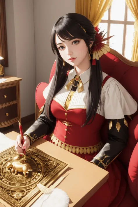 1girl, masterpiece Oil painting, (deep yellow theme:0.7) , Studio shot of a Collectable Level Traditional ([Travel mug:Zodiac:3] of Blood:1.3) , it is anthropomorphic reimagined as a FF14 game character, it is with Burgundy ornaments, best quality, [Functional:Soothing:4] Kingstown in background, lush dungeon with Birch tree, Snowy, split diopter, Cel shading, Fearful, majestic, Decopunk, hard light, Selective focus, Cinestill, Floral motives, behance, highly detailed, trending on CGSociety, cinemascope, indigenous