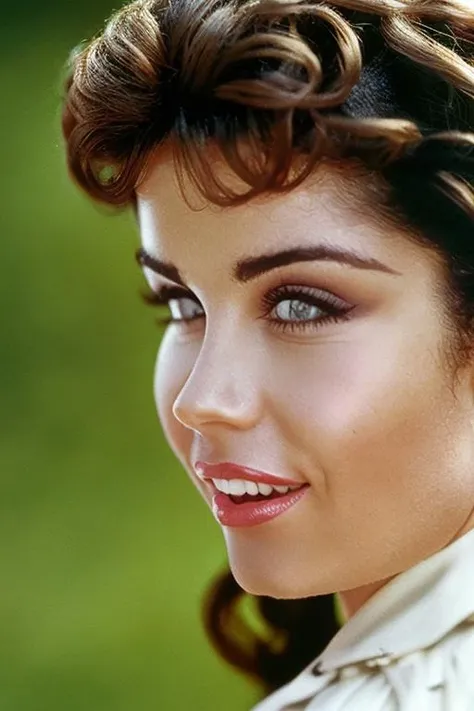 Hyperrealistic art <lora:AnnetteFunicello_v2:1.2> annettefunicello_lora, color head shot of Annette Funicello, 1950 hair style, curly black hair, shot from in front,
(8k, RAW photo, best quality, depth of field, ultra high res:1.2), (absurdres, intricate, photorealistic, masterpiece, ultra-detailed:1.3), RAW candid cinema, 16mm, color graded portra 400 film, remarkable color, ultra realistic, textured skin, remarkable detailed pupils, realistic dull skin noise, visible skin detail, skin fuzz, dry skin, shot with cinematic camera, RAW candid cinema, 16mm, color graded portra 400 film, remarkable color, ultra realistic, textured skin, remarkable detailed pupils, realistic dull skin noise, visible skin detail, skin fuzz, dry skin, shot with cinematic camera, . Extremely high-resolution details, photographic, realism pushed to extreme, fine texture, incredibly lifelike