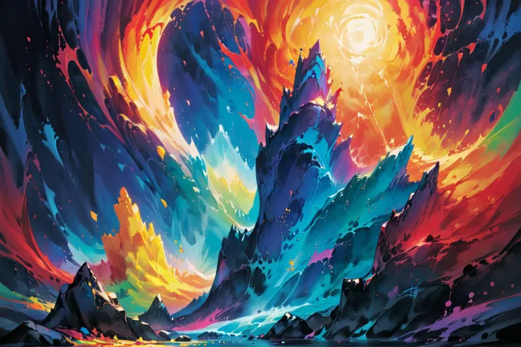 masterpiece, painted world, colorful splashes, <lora:Painted World-000006:.8>
