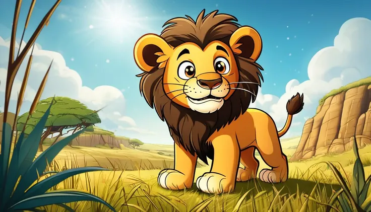 impactful paint of cute Lion in Savana   <lora:Web_Cartoon:0.8>,    highly detailed,   8k,   sharp,  professional, clear,   high contrast, high saturated, , vivid deep blacks, crystal clear