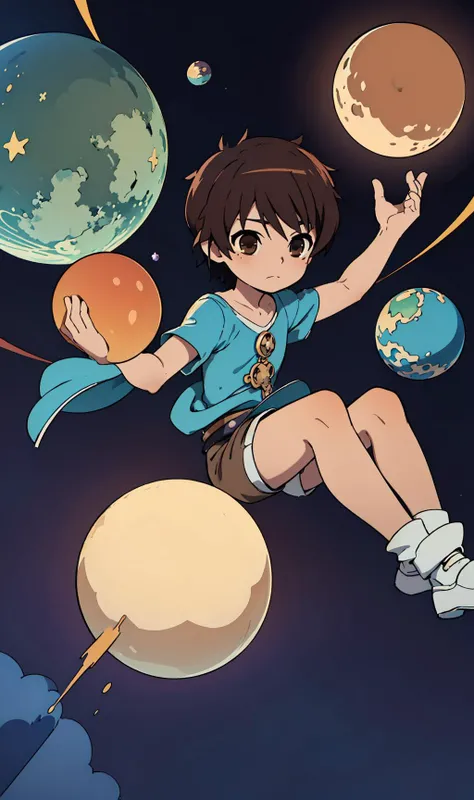 (dreamy, fantasy, Mysterious:2.4), (absurdres, official art:1.2), (best quality, masterpiece, intricate detail), highly detailed, (depth of field:1.3), (1boy:1.6), (floating, suspended in mid-air:1.55), (radiant aura:1.5), ((cosmic creator, celestial being)), ((simple background)), (empty universe, starry sky, twinkling stars), (orbiting planets:1.6),
(male focus:1.3)
(SAKAKIBARA_KOUICHI
BROWN HAIR
BROWN EYES:1.5)
<lora:sakakibara_kouichi:0.7>