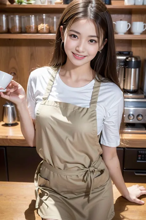 coffee counter background in Shady coffee shop, 1girl, standing, back viewer,
1girl, pretty girl, 18 years old girl, smile:1.1, happy mood, Bright eyes,
beautiful girl, masterpiece, best quality, (((look at viewer))), (detailed, eyes, iris),
8k, RAW photo, photorealistic:1.4, realistic:1.4, natural:1.4,
nudity, nsfw, apron, high hell, (pussy viewer),