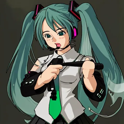 (masterpiece, best quality), <lora:hatsunemiku1-000006:1>, mikudef, <lora:umineko:1>, holding microphone