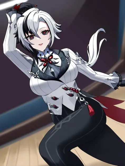 <lora:arlecchino_xl:1>, best quality, masterpiece, parted_lips, x-shaped_pupils, looking_at_viewer, red_pupils, white_coat, highres, smile, black_hands, frilled_sleeves, multiple_rings, solo, red_nails, 1girl, arlecchino_\(genshin_impact\), long_sleeves, black_pants, dark fireball, throwing things pose, 1girl, full body, masterpiece,best quality, <lora:xl_anime_girl_throwing_things_(meme)(a3.1):1>, bowling alley