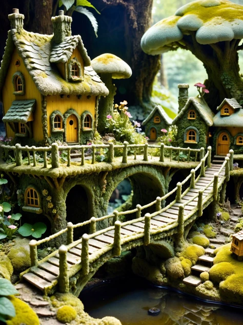 ral-mold, A whimsical scene of a mold-covered fairy village, with tiny houses, bridges, and gardens all intricately detailed in mold textures <lora:ral-mold-sdxl:0.5>, dynamic, cinematic, masterpiece, intricate, hdr, <lora:EnvyBetterHiresFixXL01:0:hr=1>