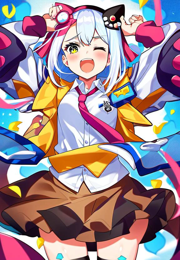 1girl, ,hype, flat, skirt, button-up shirt, masterpiece, absurdres