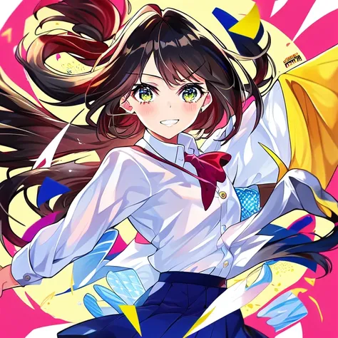 1girl, ,hype, flat, skirt, button-up shirt, masterpiece, absurdres