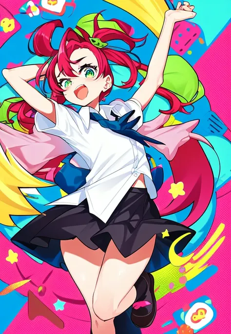 1girl, ,hype, flat, skirt, button-up shirt, masterpiece, absurdres