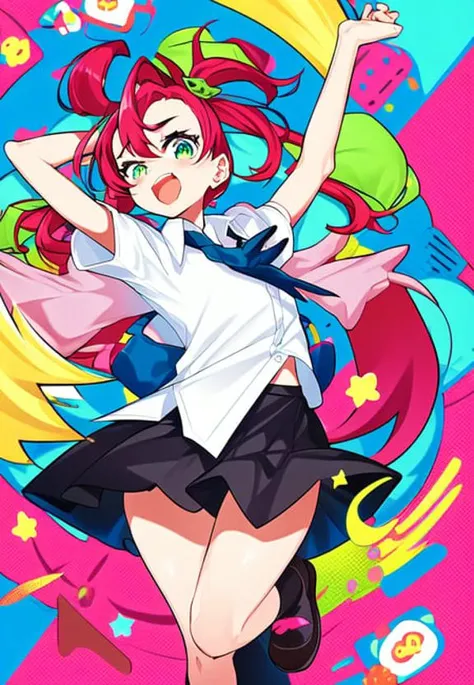 1girl, ,hype, flat, skirt, button-up shirt, masterpiece, absurdres