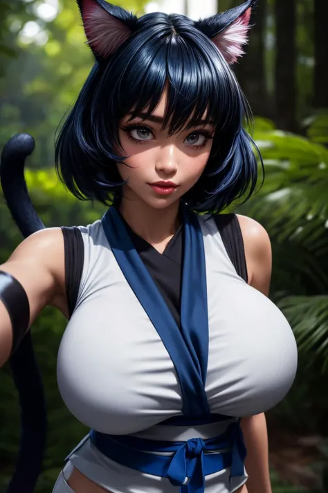 naked woman and a cute snake.standing.on tail.(very short hair:1.2).blue hair.forehead.coliseum.battle scene.A snake is coiled around her body.bokeh.(Best Quality,4K,8K,high resolution,masterpiece:1.2).choker.erotic atmosphere.panties.confident expression.smile.