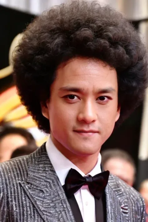 a men as a movie star, (portrait:1.2), (half body:1.2),(face focus:1), Afro, modelshoot style, (extremely detailed CG unity 8k wallpaper), Intricate, High Detail, Sharp focus, dramatic,((movie premiere gala)), ((standing on the red carpet)), ((paparazzi in the background)), (looking at viewer), (detailed pupils:1.2), (elegant suit:1.3) <lora:zhaoyingjun:0.8>