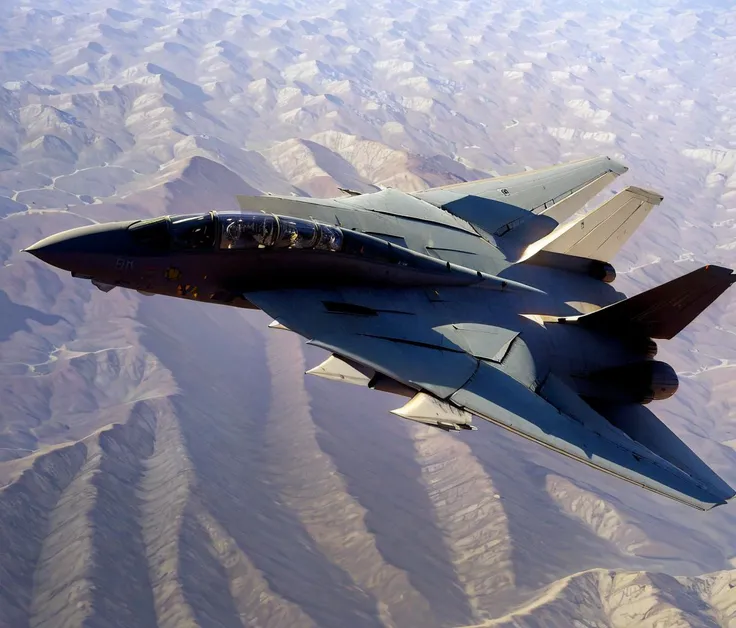 (masterpiece, best quality:1.2), ultra-detailed, F14 Jet, view from top over desert (realistic:1.5), <lora:EdobF14_v1.0:1>