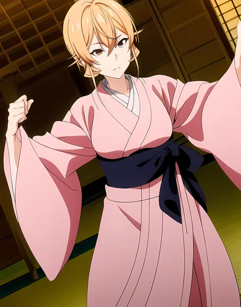 <lora:Erina Nakiri - [Food Wars] - Version 1:0.8> erina, yelow hairs,  <lora:Kimono:0.6> short yukata, furisode, bath yukata, uchikake, hyperrealistic photo by Seebas Apterus and Larry Bell art, blending, smooth, detailed expressions, artstyle, detailed eyes, HDR, UHD, 64k, RTX, sharp, sharp focus, highly detailed, intricate detail, professional, artistic flow, ultra detailed, high resolution photography, (bright colors)